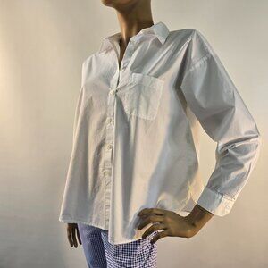 LOFT Petites Oversized White Cotton Button-Down Shirt Sz XSP New With Tags